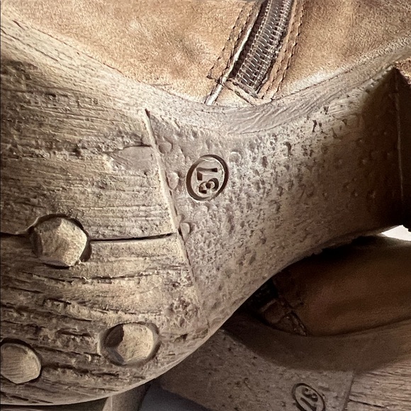 MJUS Ankle Boots Booties Beige Leather Perforated Women’s Size 37 - Picture 11 of 12